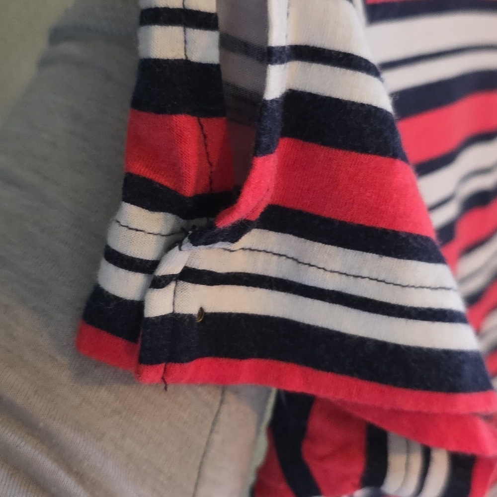 Michael Kors Navy And Coral Striped Short Sleeve Tee - Picture 5 of 6